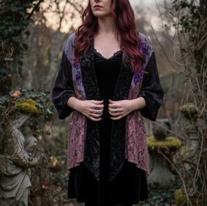 EUC Vintage Spencer Alexis Size Large Velvet Burnout Lace Kimono Whimsigoth!